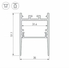 Профиль SL-COMFORT-3551-2000 ANOD (Arlight, Алюминий)