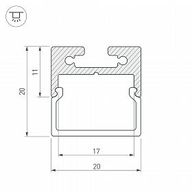 Профиль с экраном SL-LINE-2011-2500 ANOD+OPAL Square (Arlight, Алюминий)