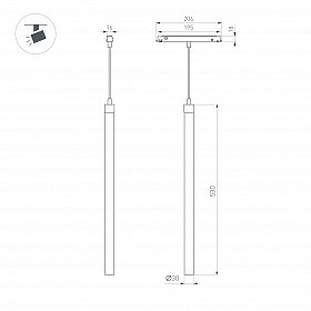 Светильник MAG-ORIENT-TUBE-HANG-L500-7W Day4000 (BK, 360 deg, 48V) (Arlight, IP20 Металл, 3 года)