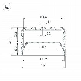 Профиль с экраном ALU-POWER-W8070-2000 ANOD+FROST (Arlight, Алюминий)