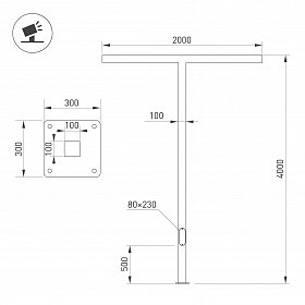 Опора OXOR-STER-T-2000x100x100-L4000-100W Warm3000 (BK, 230V) IP65 (Arlight, Сталь)