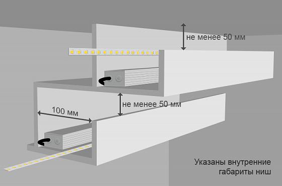 Светодиодная подсветка многоуровневого гипсокартонного карниза. Вариант 2.