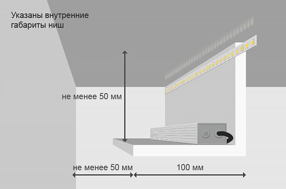 Подсветка стен светодиодной лентой.