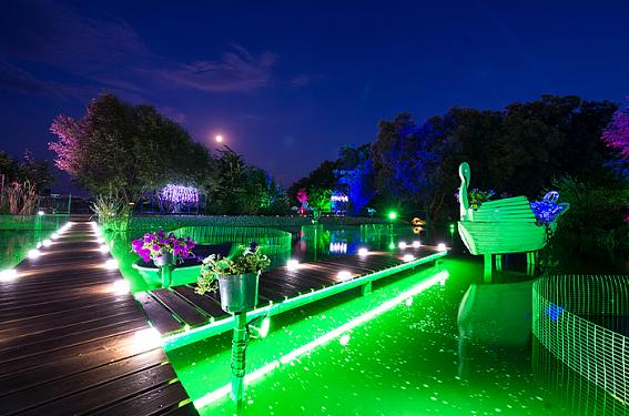 Светодиодная ландшафтная подсветка и светодиодная подсветка садового мостика