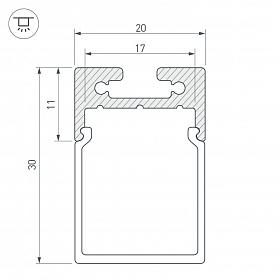 Профиль с экраном SL-LINE-2011M-2500 BLACK+OPAL RCT (Arlight, Алюминий)